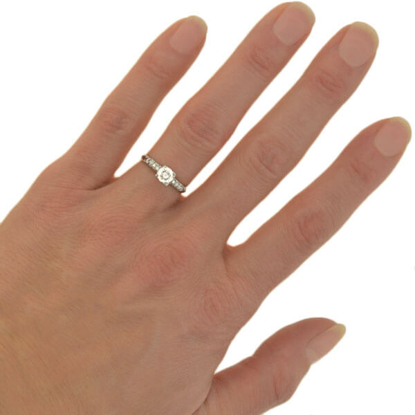 Late Art Deco Platinum Diamond Engagement Ring 0.54ct