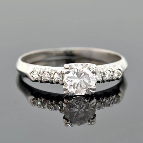 Late Art Deco Platinum Diamond Engagement Ring 0.54ct