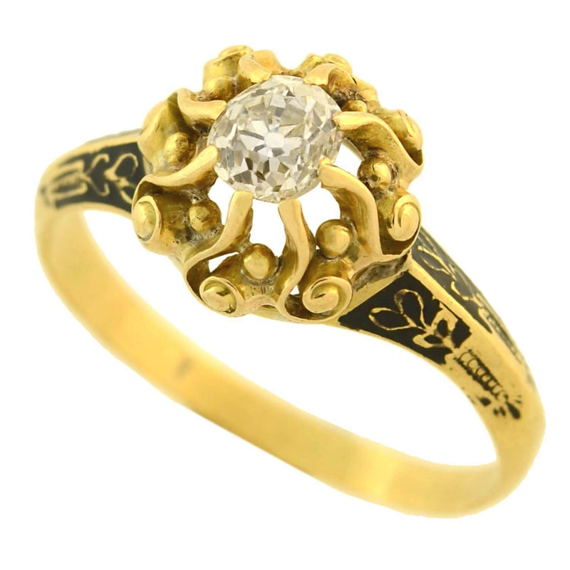 Georgian 18kt Gold Enameled Diamond Engagement Ring 0.60ct – A. Brandt ...