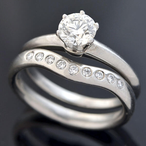 TIFFANY & Co. Estate Platinum Diamond Engagement Ring Set 0.73ct