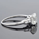 Art Deco Platinum Asscher Cut Diamond Engagement Ring 1.50ct