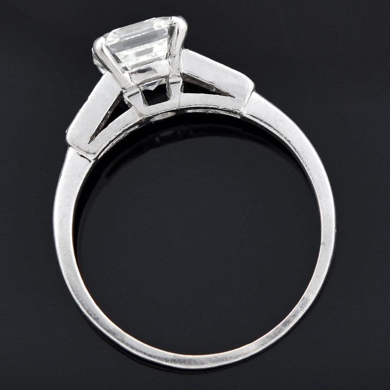 Art Deco Platinum Asscher Cut Diamond Engagement Ring 1.50ct