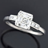 Art Deco Platinum Asscher Cut Diamond Engagement Ring 1.50ct