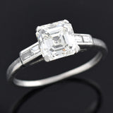 Art Deco Platinum Asscher Cut Diamond Engagement Ring 1.50ct