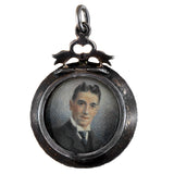 Victorian Sterling French Paste Double-Sided Painted Portrait Locket Pendant