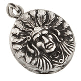 UNGER BROS. Late Victorian Sterling Native American Chief Repousse Locket