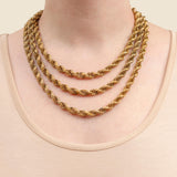 Victorian Style Long Gold-Plated Twisted Rope Chain Necklace 60"