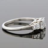 Late Art Deco Platinum Asscher Cut Diamond Engagement Ring 1.03ct