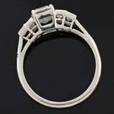 Late Art Deco Platinum Asscher Cut Diamond Engagement Ring 1.03ct