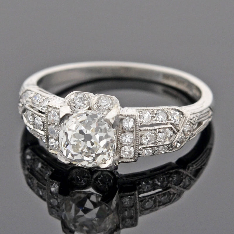 Art Deco Platinum Diamond Engagement Ring 1.05ct center