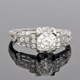 Art Deco Platinum Diamond Engagement Ring 1.05ct center