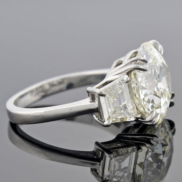 Vintage Platinum Old European Cut Diamond Engagement Ring 6.29ct center