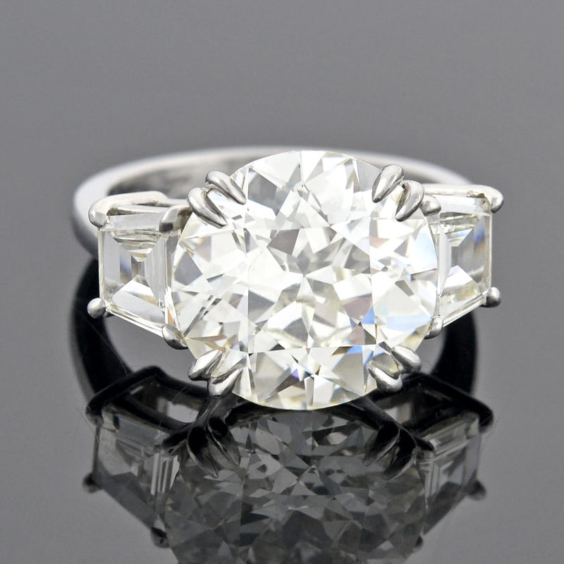 Claudette - 3 Stone Old Euro Diamond Engagement Ring