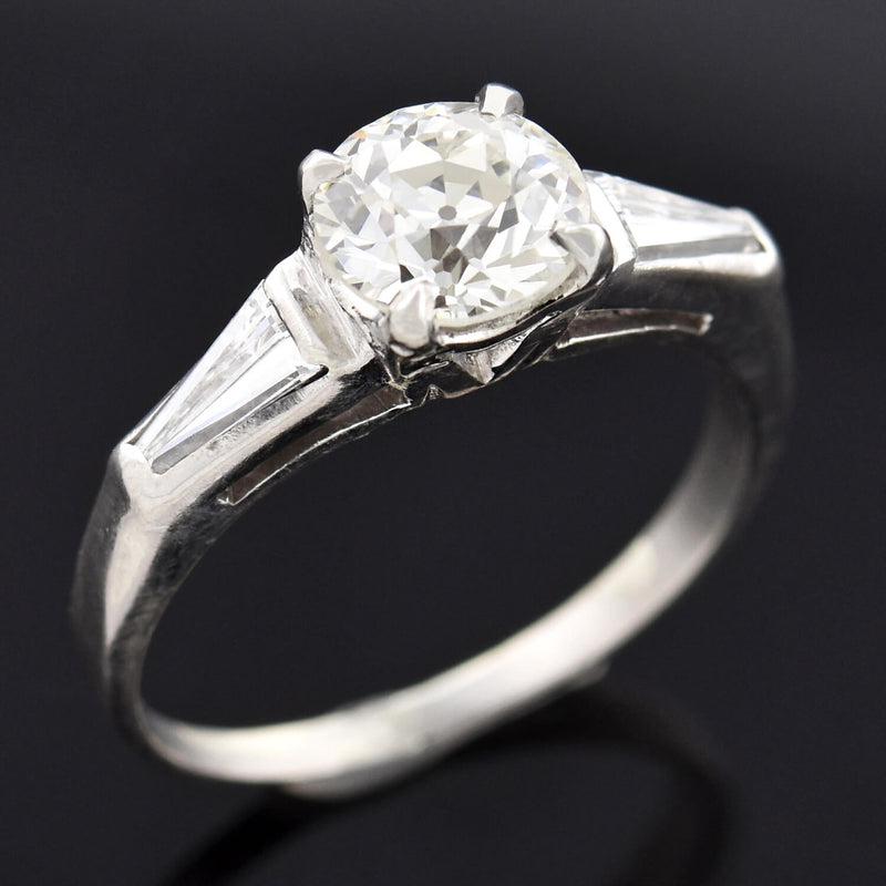 Retro Platinum Diamond Engagement Ring 1.00ct center