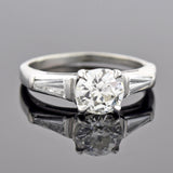 Retro Platinum Diamond Engagement Ring 1.00ct center