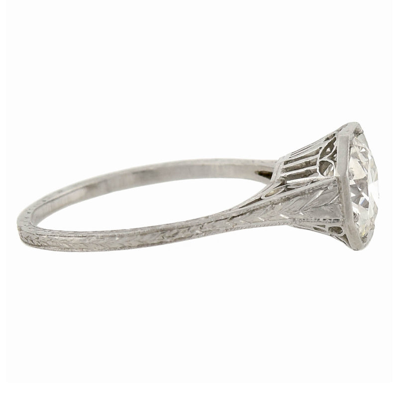 Art Deco Platinum Diamond Engagement Ring 1.35ct