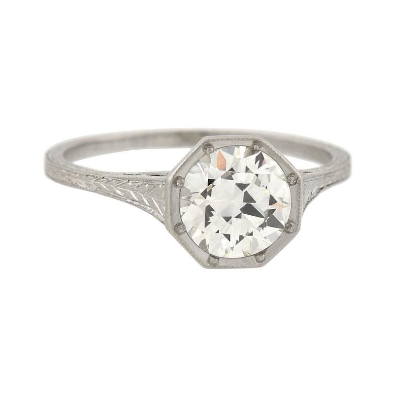 Art Deco Platinum Diamond Engagement Ring 1.35ct