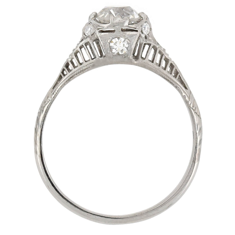 Art Deco Platinum Diamond Engagement Ring 0.82ct