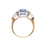 Vintage 18k + Platinum GIA-Certified No Heat Sapphire Diamond Ring 5.68ct center