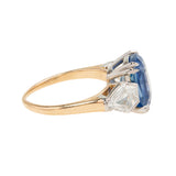 Vintage 18k + Platinum GIA-Certified No Heat Sapphire Diamond Ring 5.68ct center