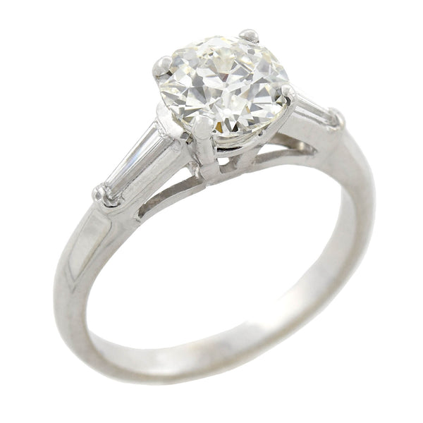 Retro 14kt White Gold Diamond Engagement Ring 1.44ct center