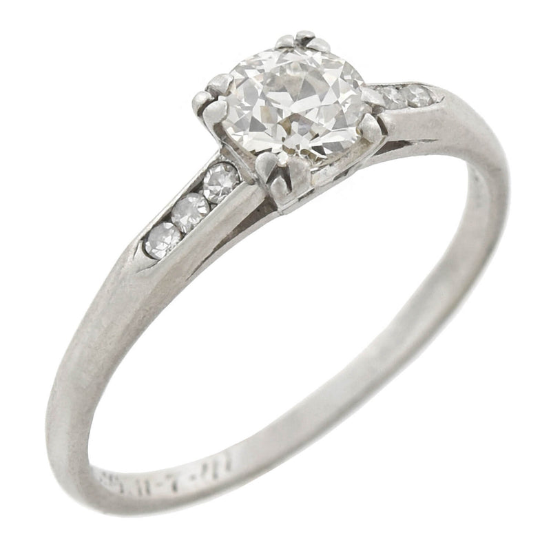 Retro Platinum Old European Diamond Engagement Ring 0.65ct