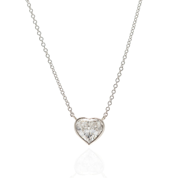 Estate 14kt Gold Heart-Shaped Diamond Pendant Necklace 1.05ctw