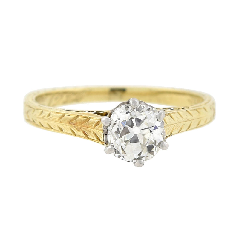 Art Deco 14kt/Platinum Two-Tone Diamond Engagement Ring 0.70ct