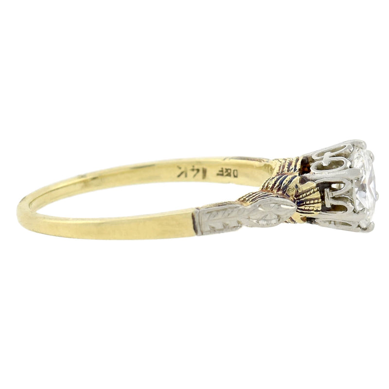 Art Deco 14kt Two-Tone Diamond Engagement Ring 0.69ctw
