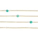 Victorian 14k Pearl + Jade Bead Chain Necklace 34"
