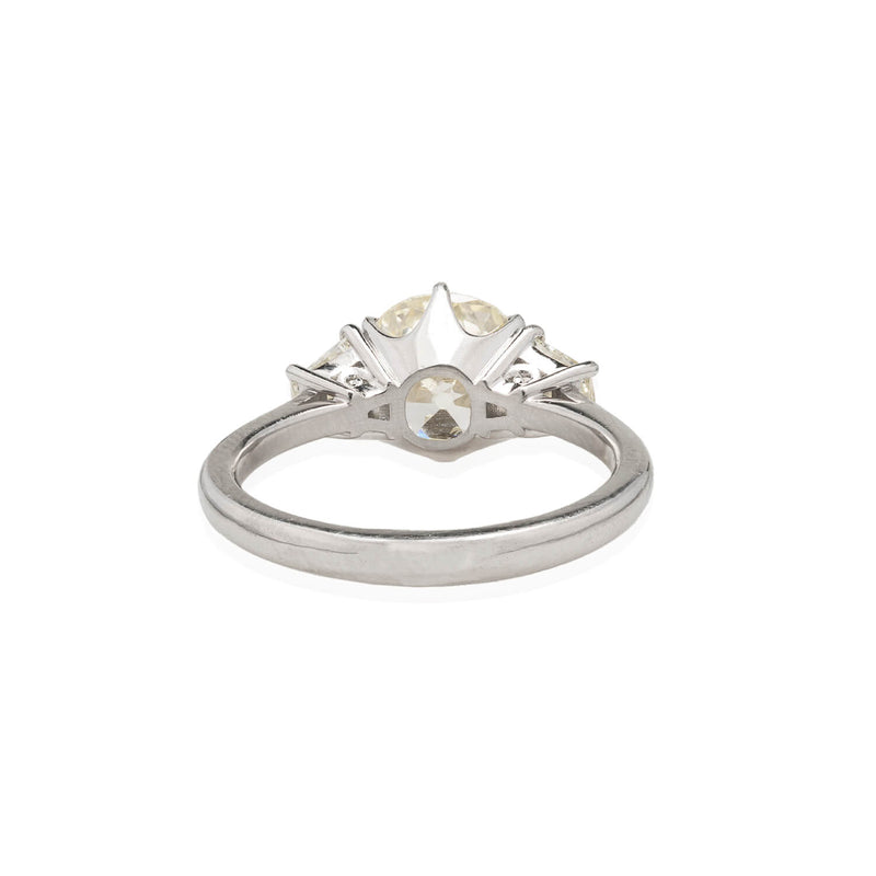 Estate Platinum Old Mine Cushion Cut Diamond Engagement Ring 2.12ct Center