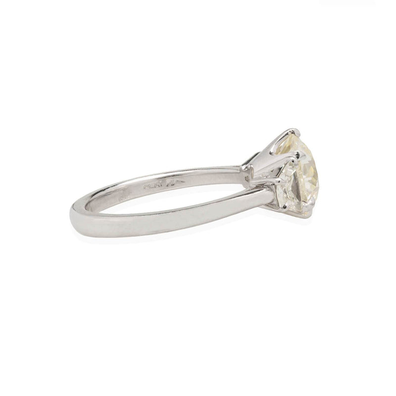 Estate Platinum Old Mine Cushion Cut Diamond Engagement Ring 2.12ct Center
