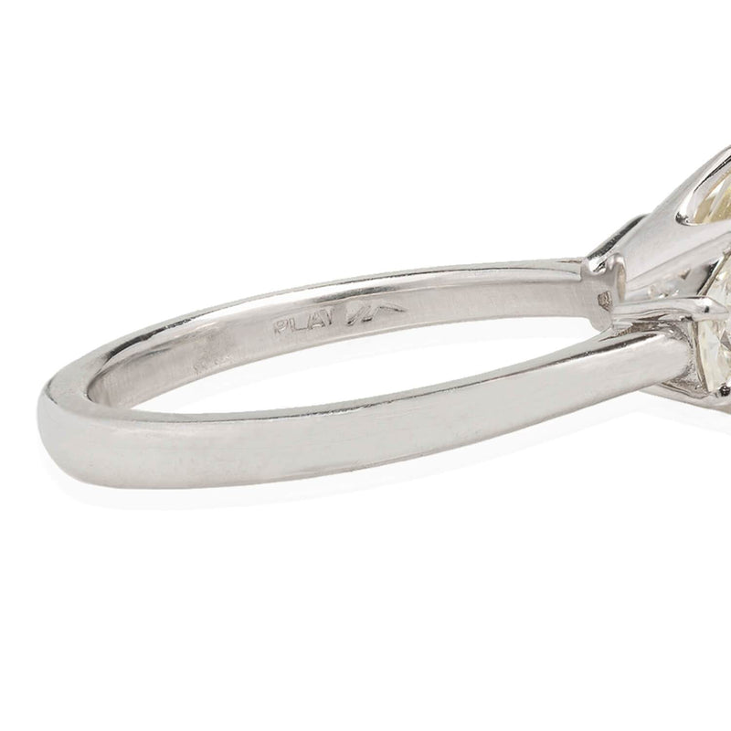 Estate Platinum Old Mine Cushion Cut Diamond Engagement Ring 2.12ct Center