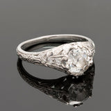 Art Deco Platinum + Diamond Engagement Ring 1.20ct