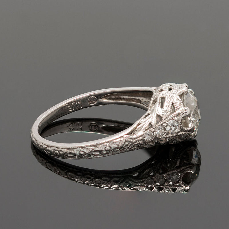 Art Deco Platinum + Diamond Engagement Ring 1.20ct