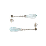 Edwardian Platinum/14kt Aquamarine + Diamond Dangle Earrings