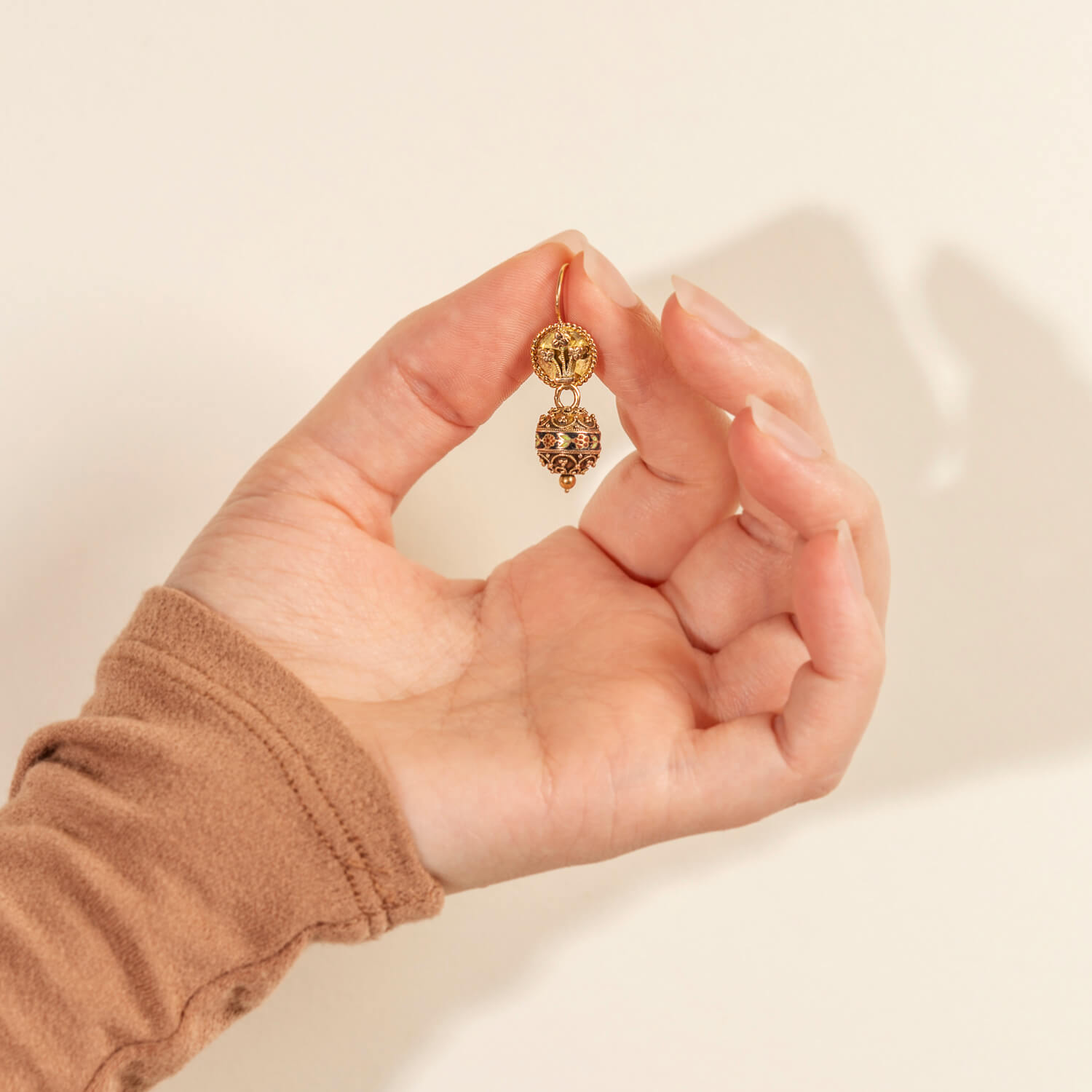 Victorian Revival 14kt + Enameled Earrings