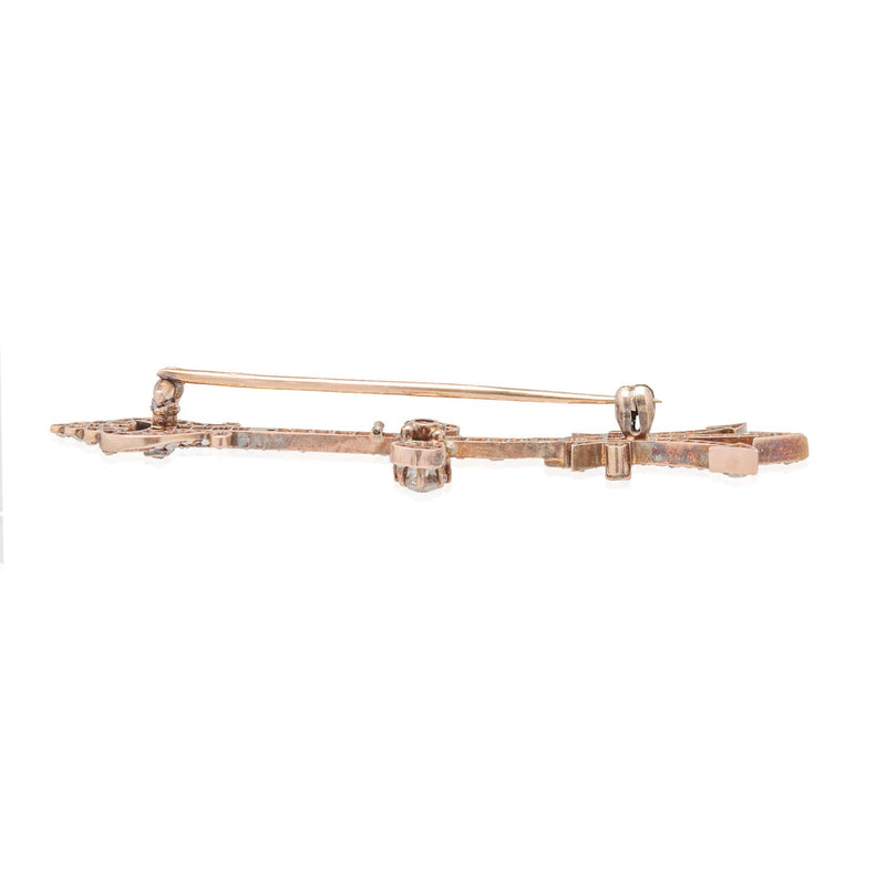 Victorian 18kt Diamond Trident Pin 1.30ctw