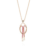 Edwardian 18kt/Platinum Diamond, Calibrated Ruby + Natural Pearl Necklace