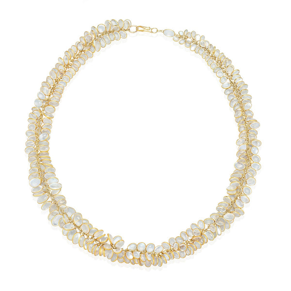 Estate 14kt + Moonstone Fish Scale Necklace