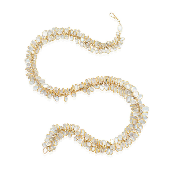 Estate 14kt + Moonstone Fish Scale Necklace