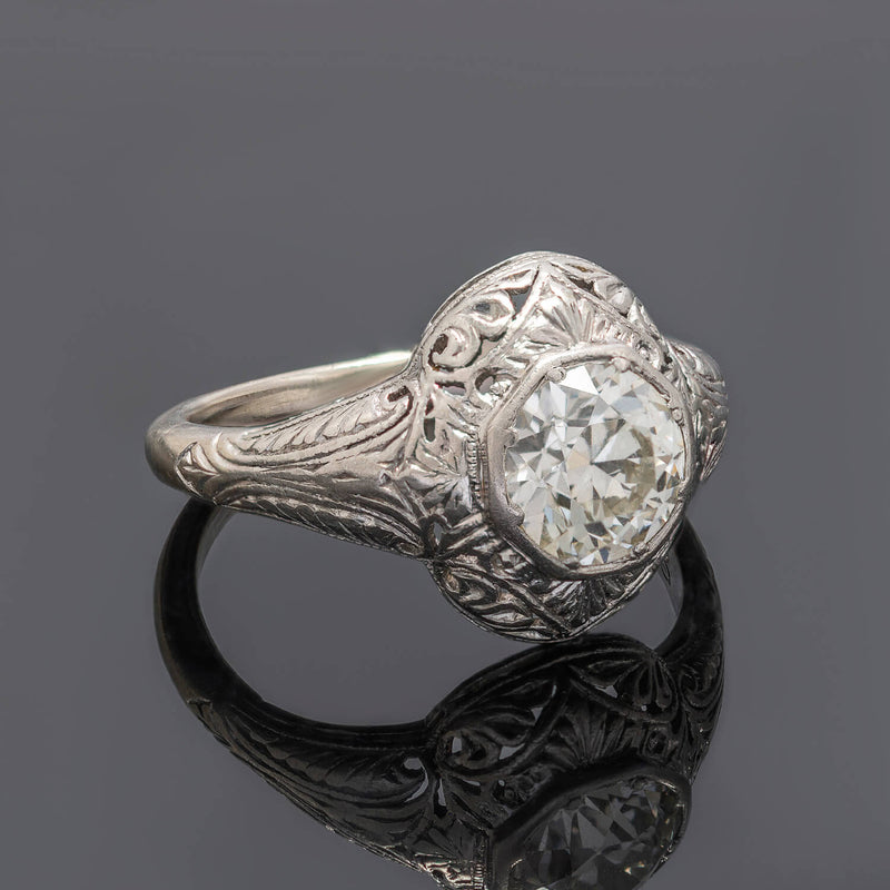 Art-Deco 1.78 Carat Old-European Cut Diamond Platinum Vintage Ring – Van  Rijk