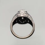 Edwardian 14kt White Gold + Old European Cut Diamond Engagement Ring 1.18ctw