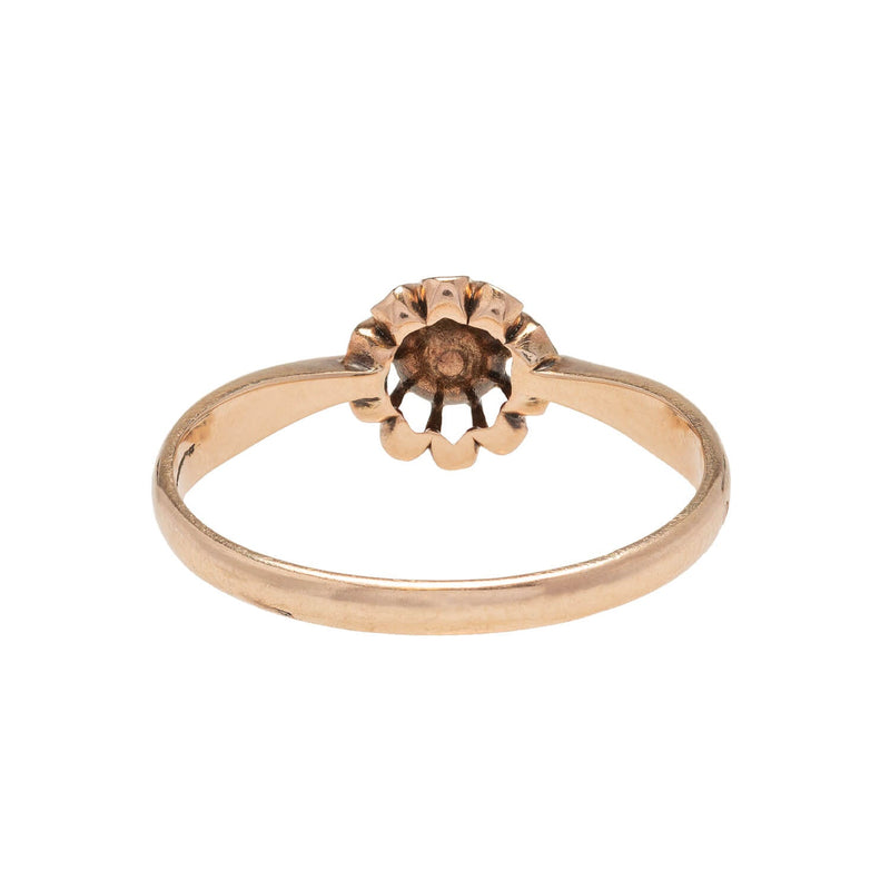 Victorian 14kt Rose Gold + Holland Rose Cut Diamond Ring 0.20ctw