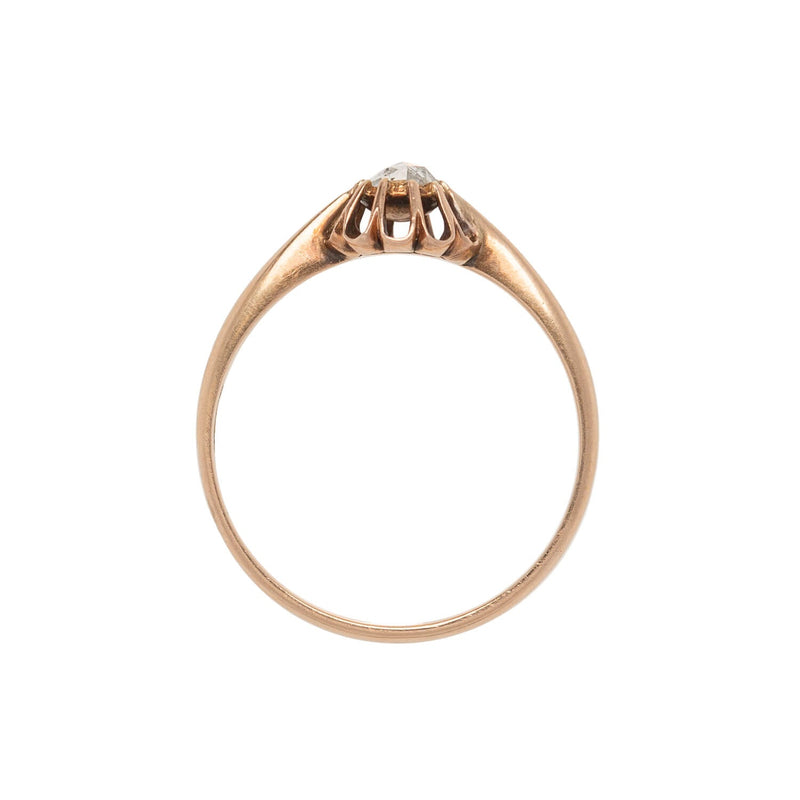 Victorian 14kt Rose Gold + Holland Rose Cut Diamond Ring 0.20ctw
