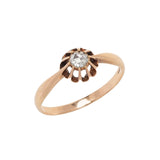 Victorian 14kt Rose Gold + Holland Rose Cut Diamond Ring 0.20ctw