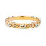 Art Nouveau 14kt Boulder Opal + Diamond Bangle Bracelet