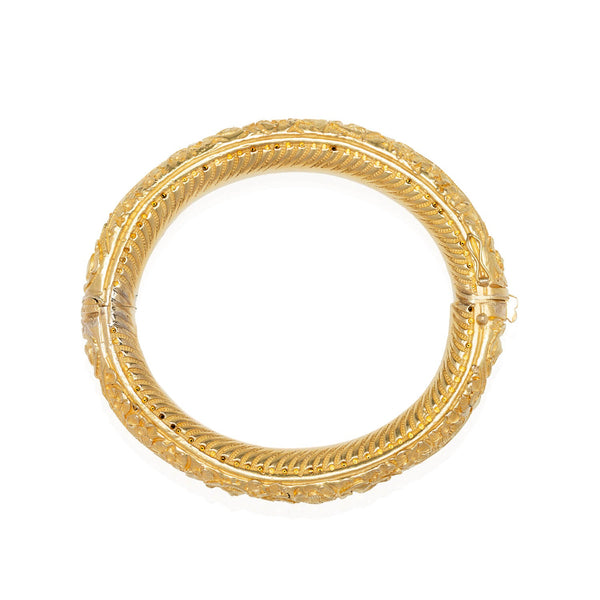 Art Nouveau 18kt Repoussé Floral Bangle Bracelet 30.1g