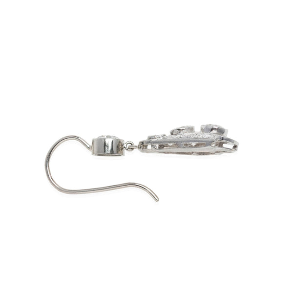 Edwardian Platinum + Diamond Dangle Earrings 2.25ctw