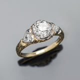 Edwardian 14kt/Platinum Old European Cut Diamond Heart Motif Engagement Ring 0.91ct Center